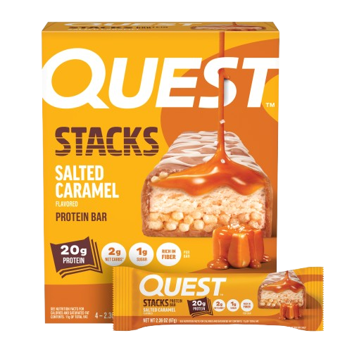 Quest Stacks Salted Caramel Flavored Protein Bar 4pk