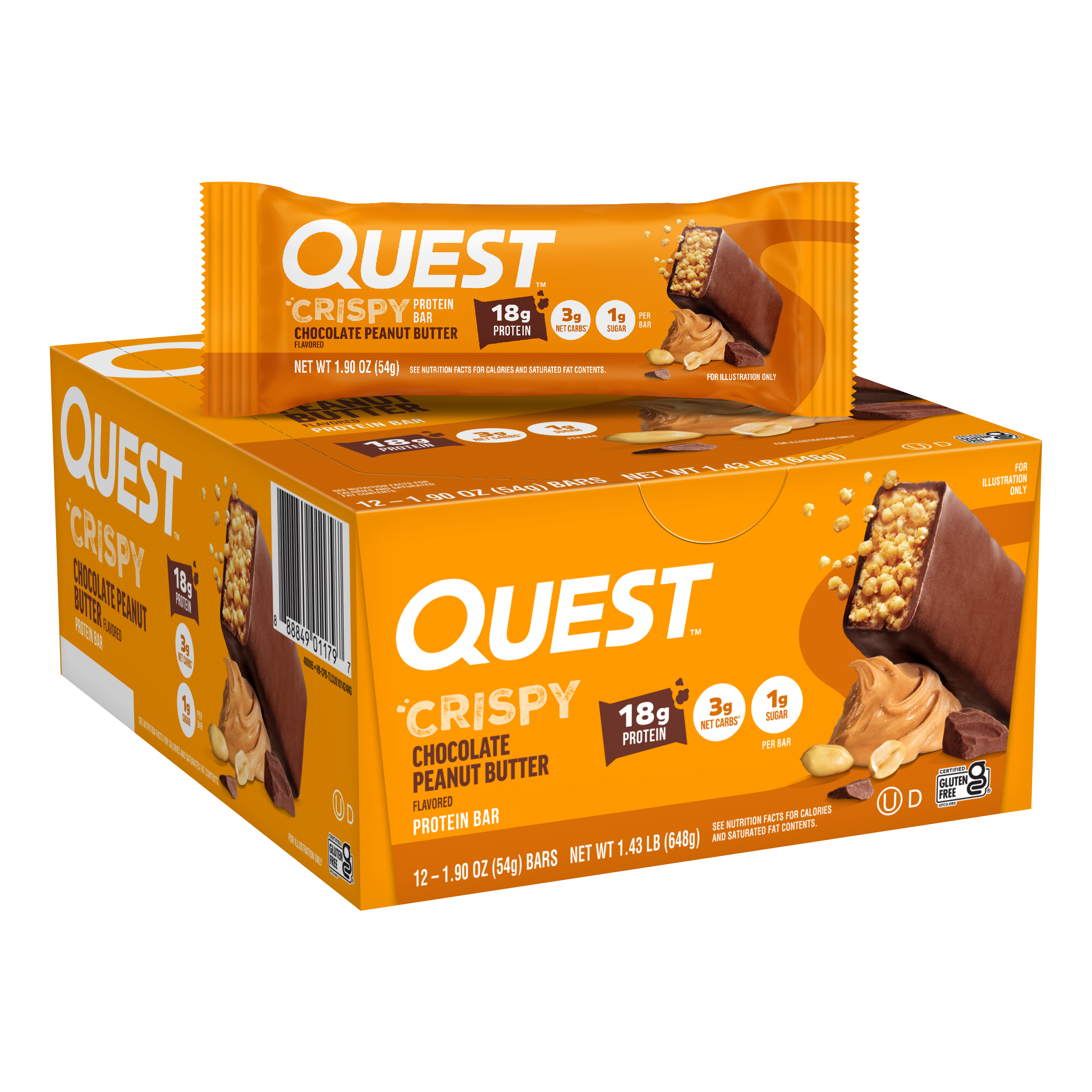 Quest Crispy Chocolate Peanut Butter Protein Bar 12pk