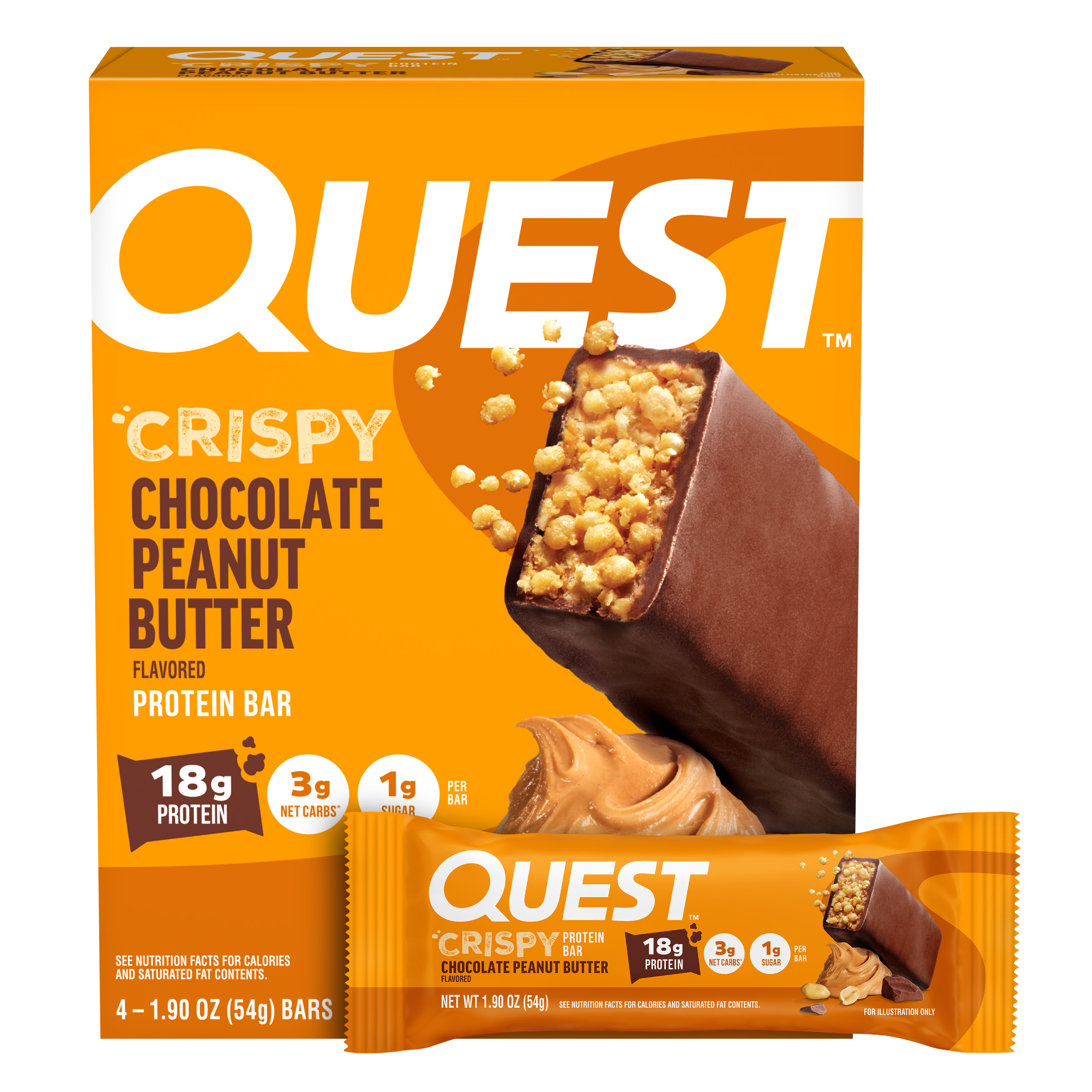 Quest Crispy Chocolate Peanut Butter Protein Bar 4pk