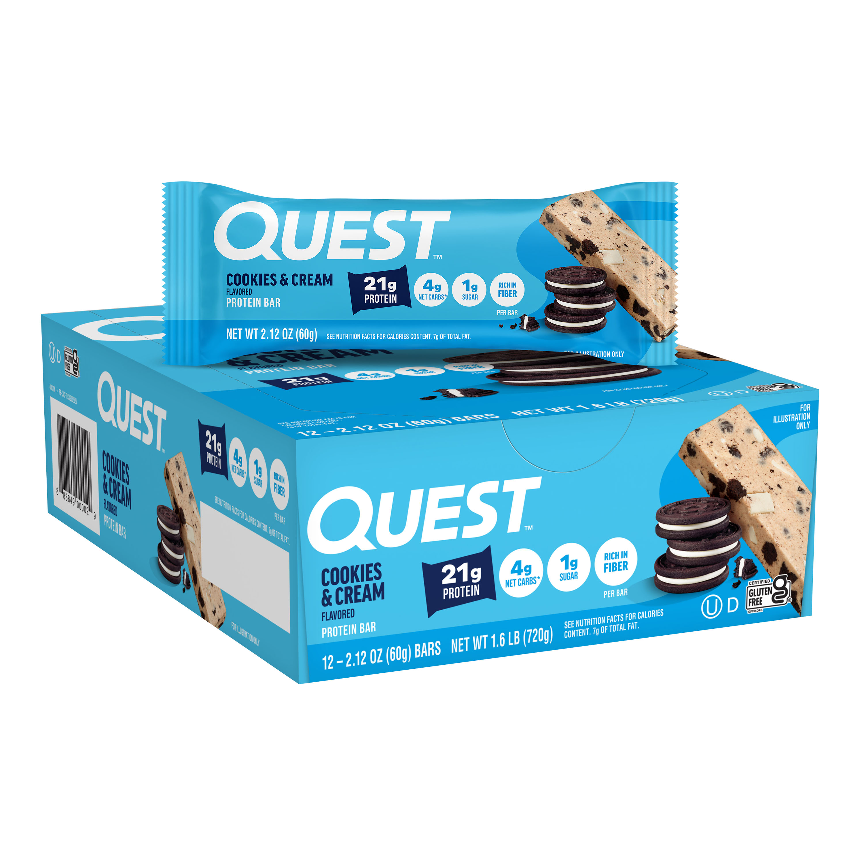 Quest Cookies & Cream Flavored Protein Bar 12pk