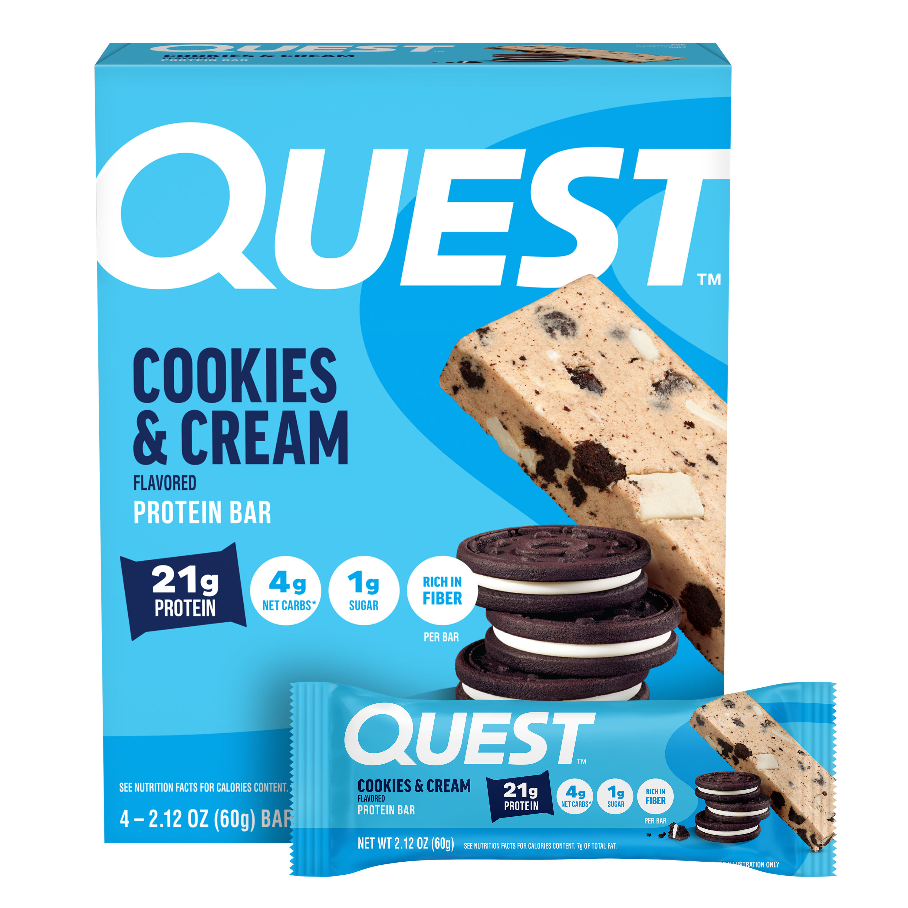 Quest Cookies & Cream Flavored Protein Bar 4pk