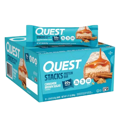 Quest Stacks Cinnamon Brown Sugar Flavored Protein Bar 12 ct
